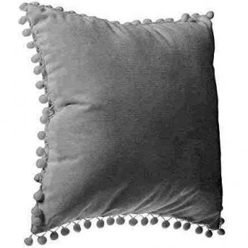 Coussin à pompons 40 cm x 40 cm blanc