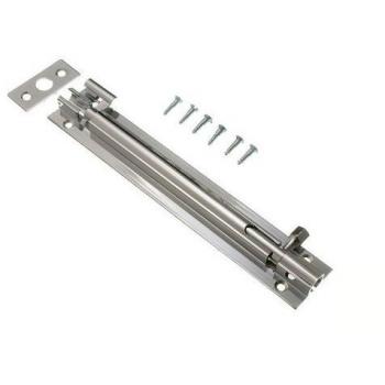 Door Barrel Slide Bolt Cranked Offset 150mm 6in Chrome + Screws (Pack of 50)