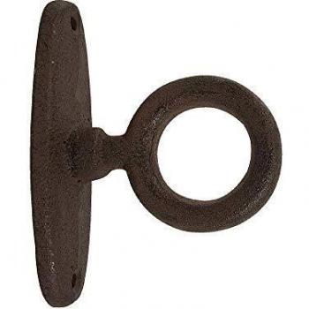 Mauerring Anbindering mit Platte – Gusseisen, Antikbraun Ø 6 cm