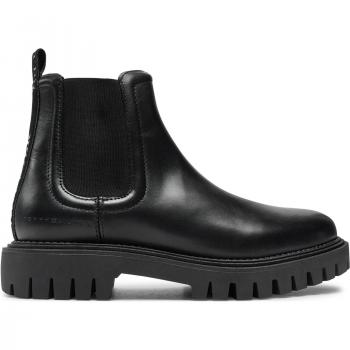 Pelle Nero Chunky Stivali Chelsea TFH-05197