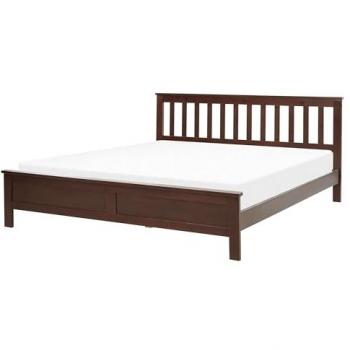 Lit Double en Bois Sombre 160x200 cm Style Scandinave Mayenne