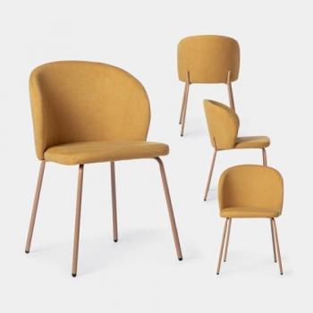 Set de 4 Chaises Rembourrées Moutarde Klast – Pieds en Bois Norah