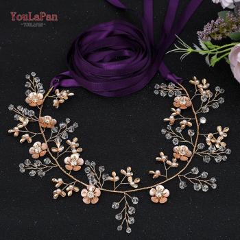 Alloy Flower Bridal Waistband with Gold Plating