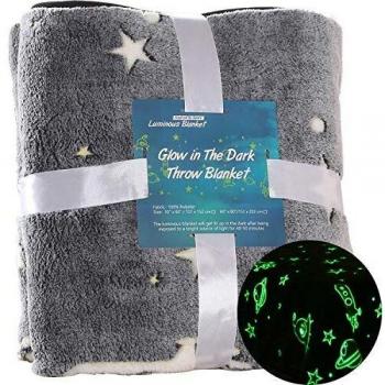 VIVILINEN Glow in The Dark Fleece Throw Blanket Galaxy Stars Super Soft Fluffy Plush Flannel for Kids