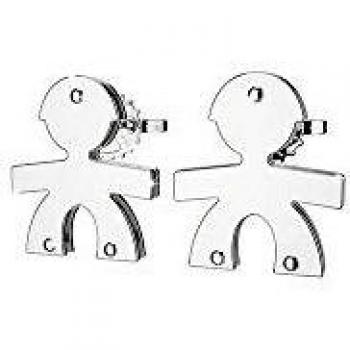 Pendientes de oro blanco con diseño de niño