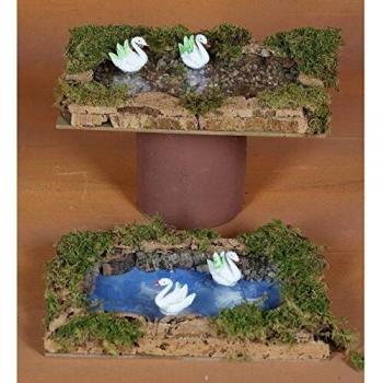 Set di accessori per presepe: lago con due cigni, dimensione 20x12 cm