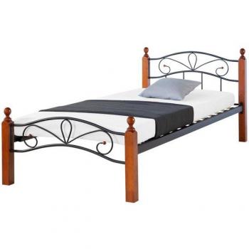 Lit simple 90x200 en métal noir avec sommier à lattes