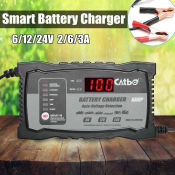 Loodzuur Batterij Oplader 6/12/24V 2/6/3A voor Auto en Motorfiets met EU Stekker