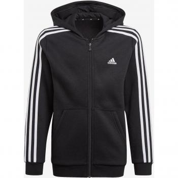 Chaqueta con capucha adidas 3 rayas para niños, color negro