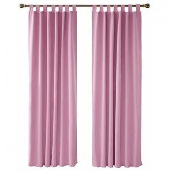 Deconovo Wärmeblock‑Gardinen – Verdunkelungs‑Schlaufen, 229 × 117 cm, Rosa, Zweiteiliges Set