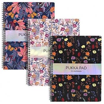 Pukka Pad Bloom 9497 A4+ Ruled Notebooks with Round Corners and Assorted Covers (Pack of 3)