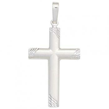 Damen Anhänger Kreuz 925 Sterling Silber mattiert