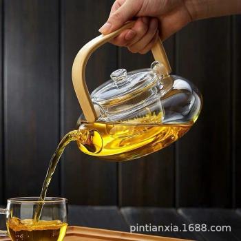 Electric Heating Bamboo Glass Teapot