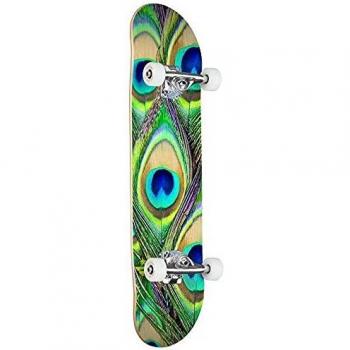 Powell 18 Mini-Logo FF&F Peacock Feather 242 mm Factory‑Complete Skateboard Multi 8”