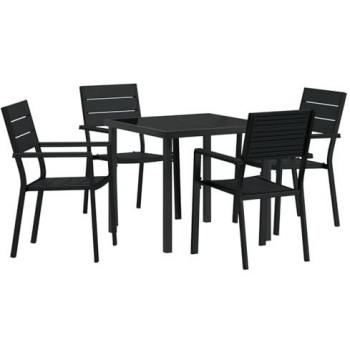HDPE Black 5‑Piece Outdoor Dining Furniture Set