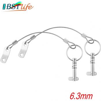 2X 6.3mm 1/4 Inch Quick Release Pin with Lanyard for Stainless Steel Bimini Top