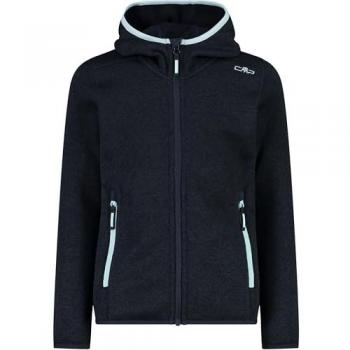CMP Fleecejacke für Mädchen mit Kapuze Jacquard Strick 3H19825 Größe 140 Schwarz