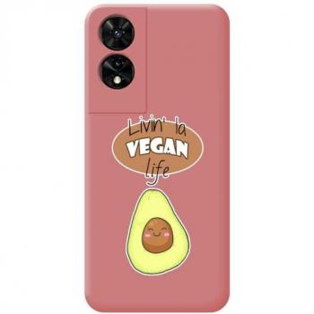 Funda de Silicona Líquida Rosa Vegana para TCL 505 con Diseño de Dibujos