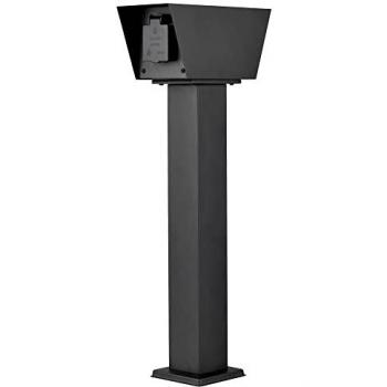 Distributore di corrente esterno 2 prese nero acciaio inox con coperchio 3500 watt