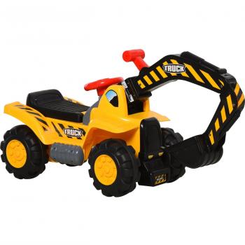 HOMCOM Excavadora Juguete 4 en 1 para Niños con Volante Giratorio