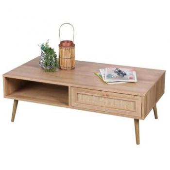 Table Basse Chic Chêne Clair avec Pieds Bruts