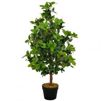 Plastic Artificially Irrigated Laurel Tree with Pot by Sonata (Green, 90 cm)