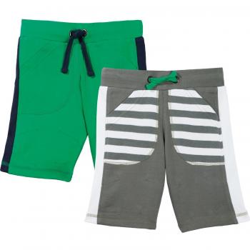 Kinderbutt Bermudapack 2 × Ringel-Sweat, Granit‑Tönung, Größe 134/140