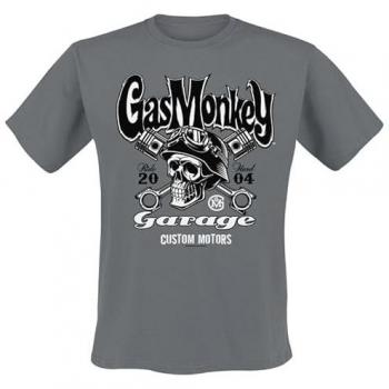 Custom Motors Skulls T‑Shirt Uomo Gas Monkey Garage grigio S-XXL