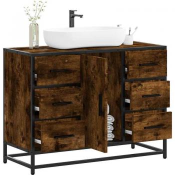 Diseño Torana: Armario Lavabo en Roble Ahumado 80x33x60 cm