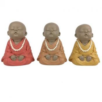 Statue Bouddha 3U Orange – Résine Exquise – 10×8×9 cm – Signes Grimalt