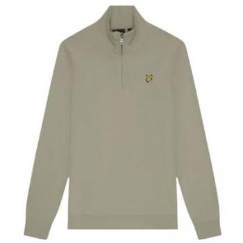 Lyle & Scott Mens Loopback 1/4 Zip Sweatshirt In Green Cotton