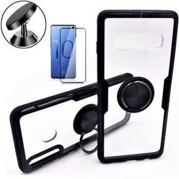 Kit Funda 3x1 Phonecare Clear Armor + cristal templado 5D Full Cover + soporte magnético para coche Samsung S10 Plus