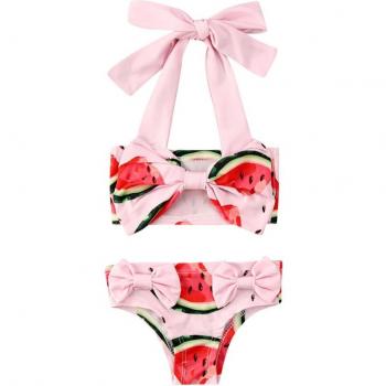 Baby Girl Watermelon Swimsuit Set with Halter Neck