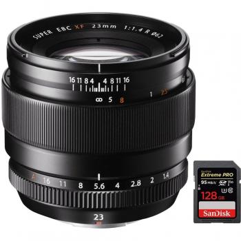 Canon‑style 23 mm F1.4R noir Fujifilm avec filtre UV 62 mm HOYA UX