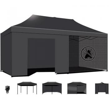 Tenda Fiere 3x6, Zanzariera Integrata – Versione Nero