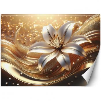 Blumen Tapete Glamour Goldgelb 100x70