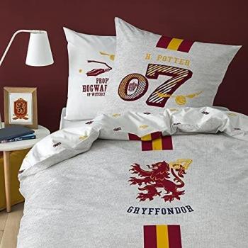 Parure de lit Harry Potter Team G 140x200 cm + Taie 63x63 cm 100% coton gris