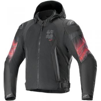 Veste textile de moto Alpinestars Zaca Air Venom WP imperméable Noir-Rouge taille XL
