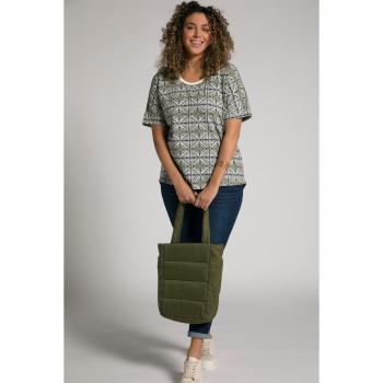 T-shirt donna oversize marrone con stampa grafica, scollo girocollo, taglia 56/58, cotone