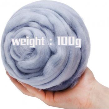 Ash Blue Wool Roving Yarn 3.53oz for Felting