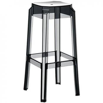 Tabouret de bar noir transparent LENO en plastique