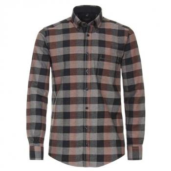 CASAMODA B.D. Casual Fit Herren Blusenshirt Flanell kariert Braun/Olive