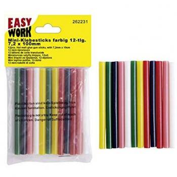 12er-Pack Heißklebesticks farbig 7,2mm x 100mm