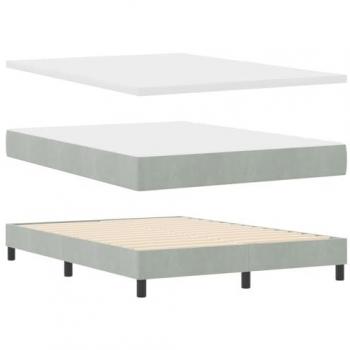 Lit à ressorts avec matelas en velours gris clair 140x200 cm