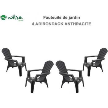 Lot de 4 Fauteuils Adirondack en résine polypropylène