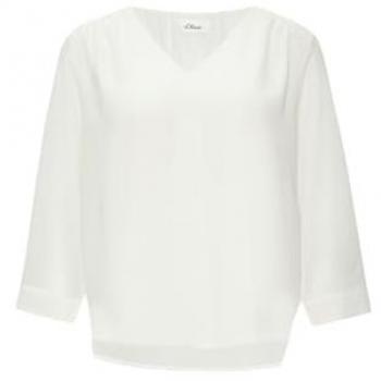 S.Oliver Chiffon Langarmbluse mit Raffung
