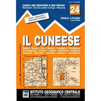 Carta n. 24 Il cuneese 1:75.000. Carta dei sentieri e dei rifugi