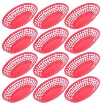 12Pcs Plastic Platters for Serving Fries and Burgers