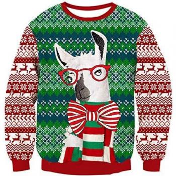 Goodstoworld Pull Noel unisex femme homme ugly xmas sweater col rond pulls moche noël sweat pullover jumper multicolore xmas dog xx l