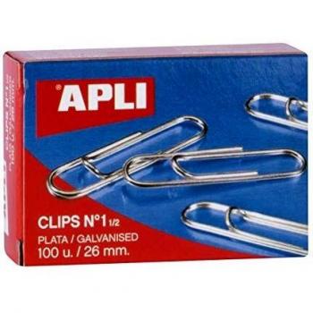 Clips Labiados Nº 1 1,5 (25mm) Plata Caja 100 APLI 11713